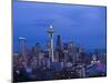 Night View of Seattle Skyline with Christmas Tree on the Space Needle-Terry Eggers-Mounted Photographic Print