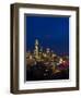 Night View of Seattle Skyline with Christmas Tree on the Space Needle-Terry Eggers-Framed Photographic Print