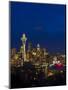 Night View of Seattle Skyline with Christmas Tree on the Space Needle-Terry Eggers-Mounted Photographic Print