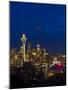 Night View of Seattle Skyline with Christmas Tree on the Space Needle-Terry Eggers-Mounted Photographic Print