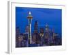 Night View of Seattle Skyline with Christmas Tree on the Space Needle-Terry Eggers-Framed Photographic Print