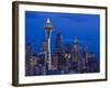 Night View of Seattle Skyline with Christmas Tree on the Space Needle-Terry Eggers-Framed Photographic Print