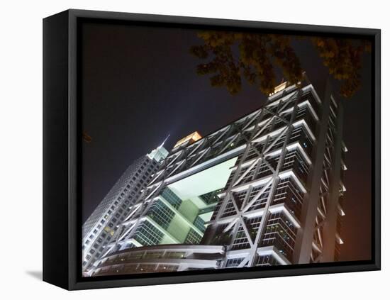 Night View of Shanghai Stock Exchange, China-Keren Su-Framed Stretched Canvas