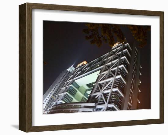 Night View of Shanghai Stock Exchange, China-Keren Su-Framed Photographic Print