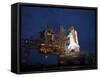 Night View of Space Shuttle Atlantis on the Launch Pad at Kennedy Space Center, Florida-Stocktrek Images-Framed Stretched Canvas