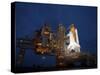 Night View of Space Shuttle Atlantis on the Launch Pad at Kennedy Space Center, Florida-Stocktrek Images-Stretched Canvas