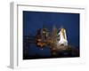 Night View of Space Shuttle Atlantis on the Launch Pad at Kennedy Space Center, Florida-Stocktrek Images-Framed Premium Photographic Print