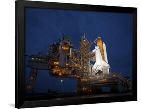 Night View of Space Shuttle Atlantis on the Launch Pad at Kennedy Space Center, Florida-Stocktrek Images-Framed Photographic Print