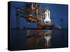 Night View of Space Shuttle Atlantis on the Launch Pad at Kennedy Space Center, Florida-Stocktrek Images-Stretched Canvas