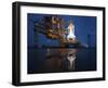 Night View of Space Shuttle Atlantis on the Launch Pad at Kennedy Space Center, Florida-Stocktrek Images-Framed Premium Photographic Print