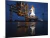 Night View of Space Shuttle Atlantis on the Launch Pad at Kennedy Space Center, Florida-Stocktrek Images-Mounted Photographic Print