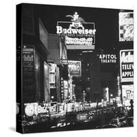 Night View of Taxi and Traffic Congestion Looking North on 45th Street-Andreas Feininger-Stretched Canvas