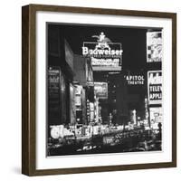 Night View of Taxi and Traffic Congestion Looking North on 45th Street-Andreas Feininger-Framed Photographic Print