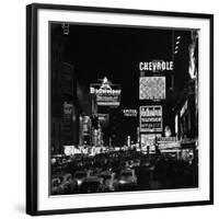 Night View of Taxi and Traffic Congestion Looking North on 45th Street-Andreas Feininger-Framed Photographic Print