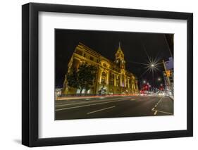 Night View of the Britomart Transport Centre in the City of Auckland from Auckland Harbour-Michael Nolan-Framed Photographic Print