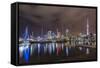 Night View of the City of Auckland from Auckland Harbour, North Island, New Zealand, Pacific-Michael Nolan-Framed Stretched Canvas