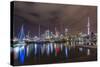 Night View of the City of Auckland from Auckland Harbour, North Island, New Zealand, Pacific-Michael Nolan-Stretched Canvas