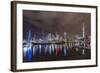 Night View of the City of Auckland from Auckland Harbour, North Island, New Zealand, Pacific-Michael Nolan-Framed Photographic Print