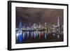 Night View of the City of Auckland from Auckland Harbour, North Island, New Zealand, Pacific-Michael Nolan-Framed Photographic Print