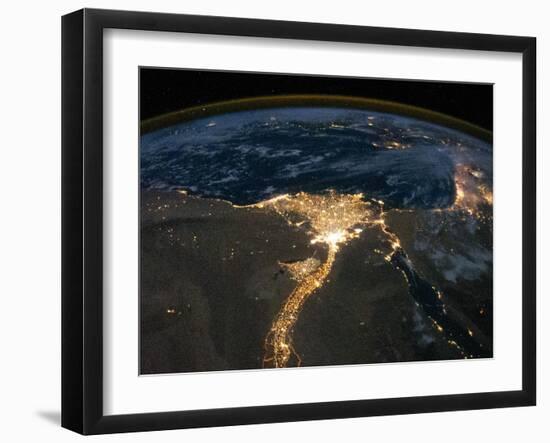 Night View of the Eastern Mediterranean Sea-null-Framed Photo