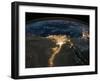 Night View of the Eastern Mediterranean Sea-null-Framed Photo