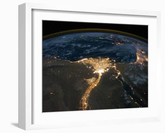 Night View of the Eastern Mediterranean Sea-null-Framed Photo