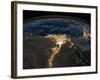 Night View of the Eastern Mediterranean Sea-null-Framed Photo