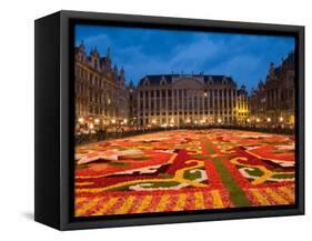 Night View of the Grand Place with Flower Carpet and Ornate Buildings, Brussels, Belgium-Bill Bachmann-Framed Stretched Canvas