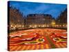 Night View of the Grand Place with Flower Carpet and Ornate Buildings, Brussels, Belgium-Bill Bachmann-Stretched Canvas