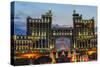 Night view of the headquarters of KazMunayGas and Khan Shatyr. Astana, Kazakhstan.-Keren Su-Stretched Canvas