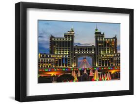 Night view of the headquarters of KazMunayGas and Khan Shatyr. Astana, Kazakhstan.-Keren Su-Framed Photographic Print