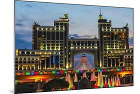 Night view of the headquarters of KazMunayGas and Khan Shatyr. Astana, Kazakhstan.-Keren Su-Mounted Photographic Print