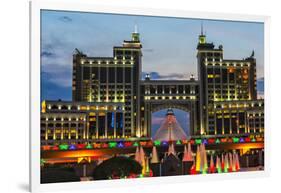 Night view of the headquarters of KazMunayGas and Khan Shatyr. Astana, Kazakhstan.-Keren Su-Framed Photographic Print