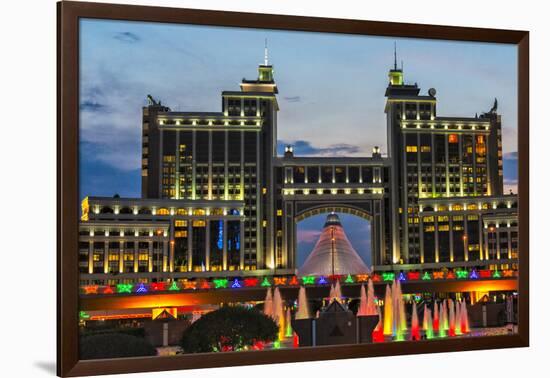 Night view of the headquarters of KazMunayGas and Khan Shatyr. Astana, Kazakhstan.-Keren Su-Framed Photographic Print