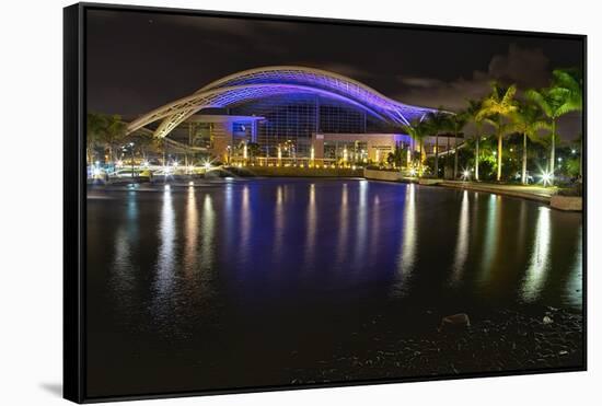 Night View of the Puerto Rican Convention Center-George Oze-Framed Stretched Canvas