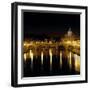 Night View of the Sant'Angelo Bridge and the Dome of the Basilica of Saint Peter in Rome-Roman-Framed Giclee Print