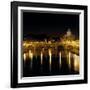 Night View of the Sant'Angelo Bridge and the Dome of the Basilica of Saint Peter in Rome-Roman-Framed Giclee Print