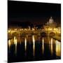 Night View of the Sant'Angelo Bridge and the Dome of the Basilica of Saint Peter in Rome-Roman-Mounted Giclee Print