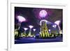 Night View of the Supertree Grove at Gardens-SurangaWeeratunga-Framed Photographic Print