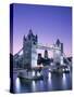 Night View of Tower Bridge and Thames River, London, England-Steve Vidler-Stretched Canvas