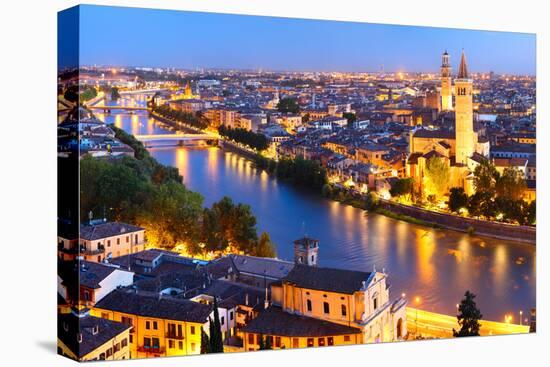 Night View of Verona City. Italy-Dudarev Mikhail-Stretched Canvas