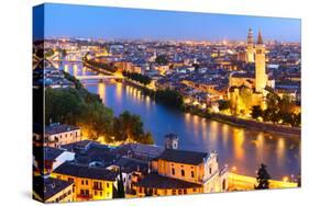 Night View of Verona City. Italy-Dudarev Mikhail-Stretched Canvas