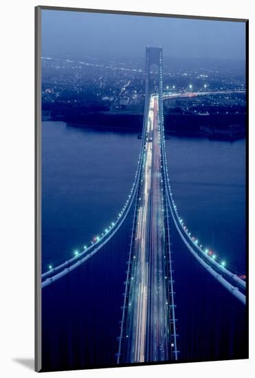 Night view of Verrazano-Narrows Bridge, New York City, New York State, USA-null-Mounted Photographic Print