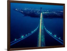 Night view of Verrazano-Narrows Bridge, New York City, New York State, USA-null-Framed Photographic Print