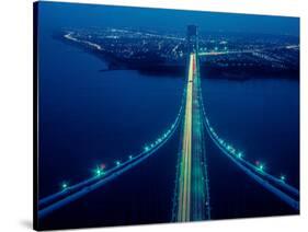 Night view of Verrazano-Narrows Bridge, New York City, New York State, USA-null-Stretched Canvas