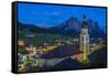 Night View over the Mountain Village of Castelrotto Kastelruth, Alto Adige or South Tyrol, Italy-Stefano Politi Markovina-Framed Stretched Canvas