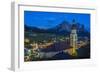 Night View over the Mountain Village of Castelrotto Kastelruth, Alto Adige or South Tyrol, Italy-Stefano Politi Markovina-Framed Photographic Print