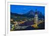 Night View over the Mountain Village of Castelrotto Kastelruth, Alto Adige or South Tyrol, Italy-Stefano Politi Markovina-Framed Photographic Print