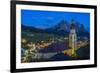 Night View over the Mountain Village of Castelrotto Kastelruth, Alto Adige or South Tyrol, Italy-Stefano Politi Markovina-Framed Photographic Print