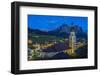 Night View over the Mountain Village of Castelrotto Kastelruth, Alto Adige or South Tyrol, Italy-Stefano Politi Markovina-Framed Photographic Print